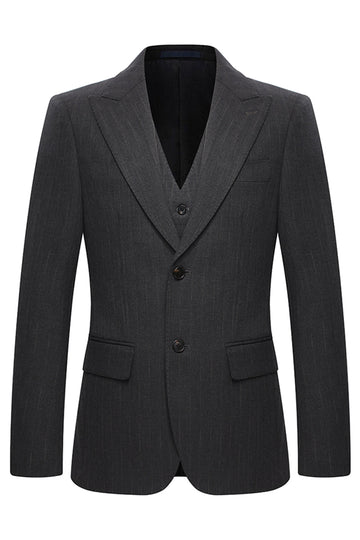 Peak Lapel 3 Piece Single Breasted Coffee Men's Suits